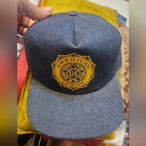 Vintage Blue Denim American Legion Snap Back lue Cap